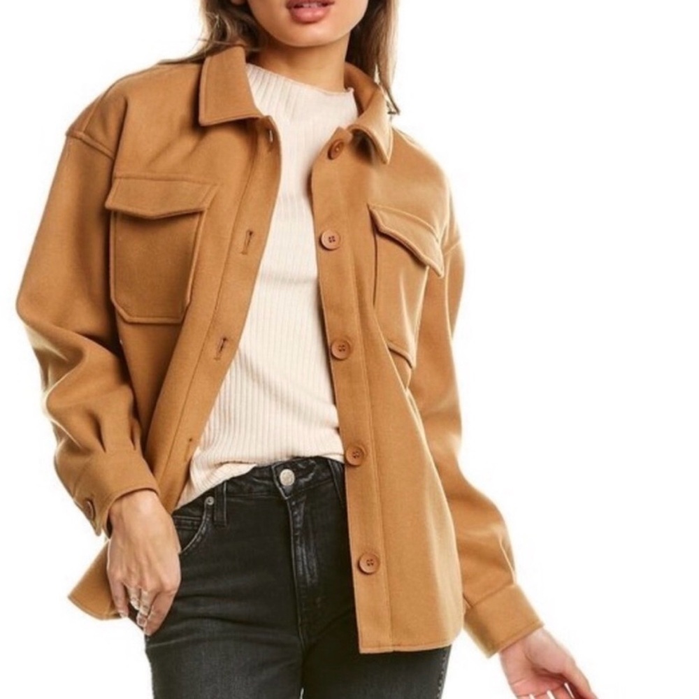 Anthropologie Avec Les Filles Boxy Shacket in Cognac Beige - Small